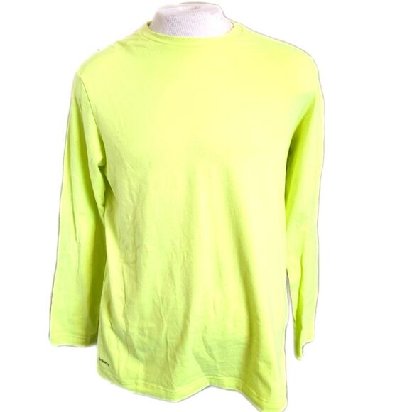 Athletic Works men's medium long sleeve t-shirt tee, fluorescent yellow caution - Picture 1 of 5